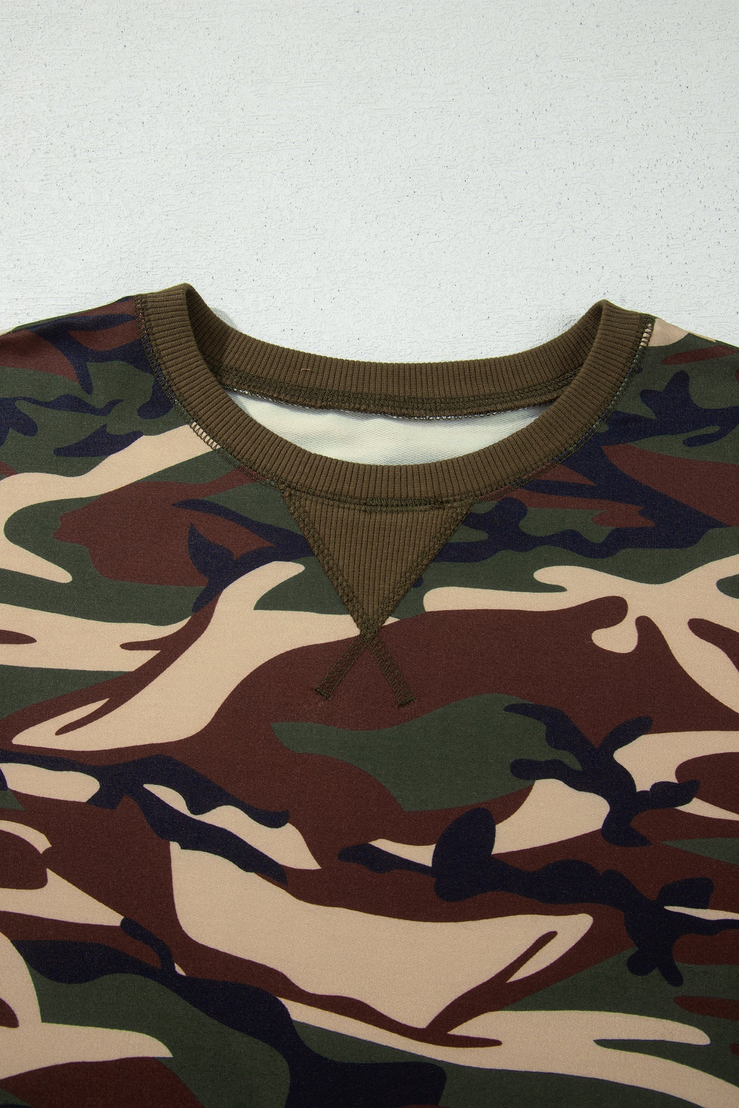 Multicolour Camouflage Print Round Neck Baggy Pullover Sweatshirt