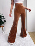 Full Size High-Waisted Velvet Flare Pants Plus Size