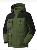 Men's Full Size Multi-Pocket Long Sleeve Hooded Jacket Plus Size