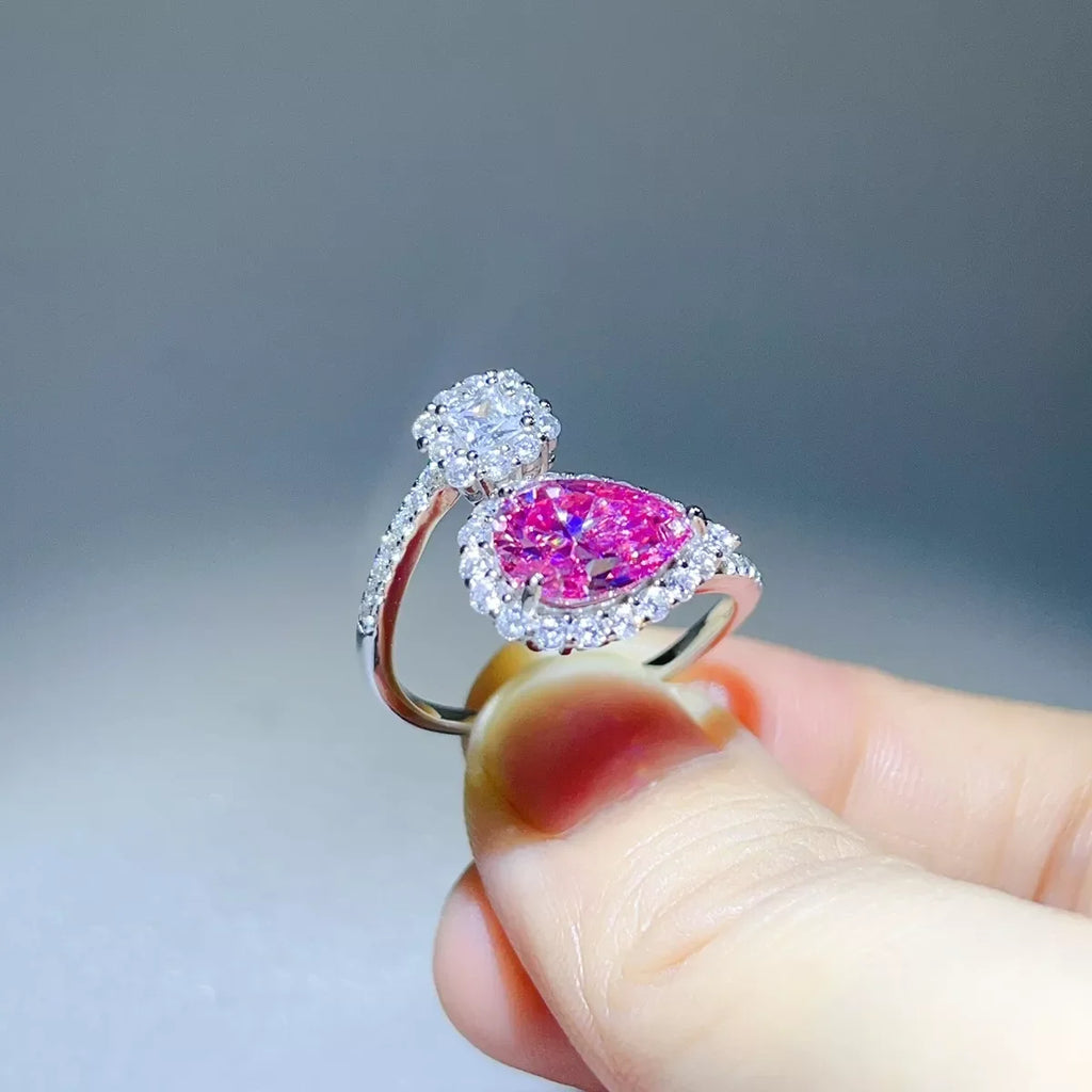 2 Carat Moissanite 925 Sterling Silver Bypass Ring