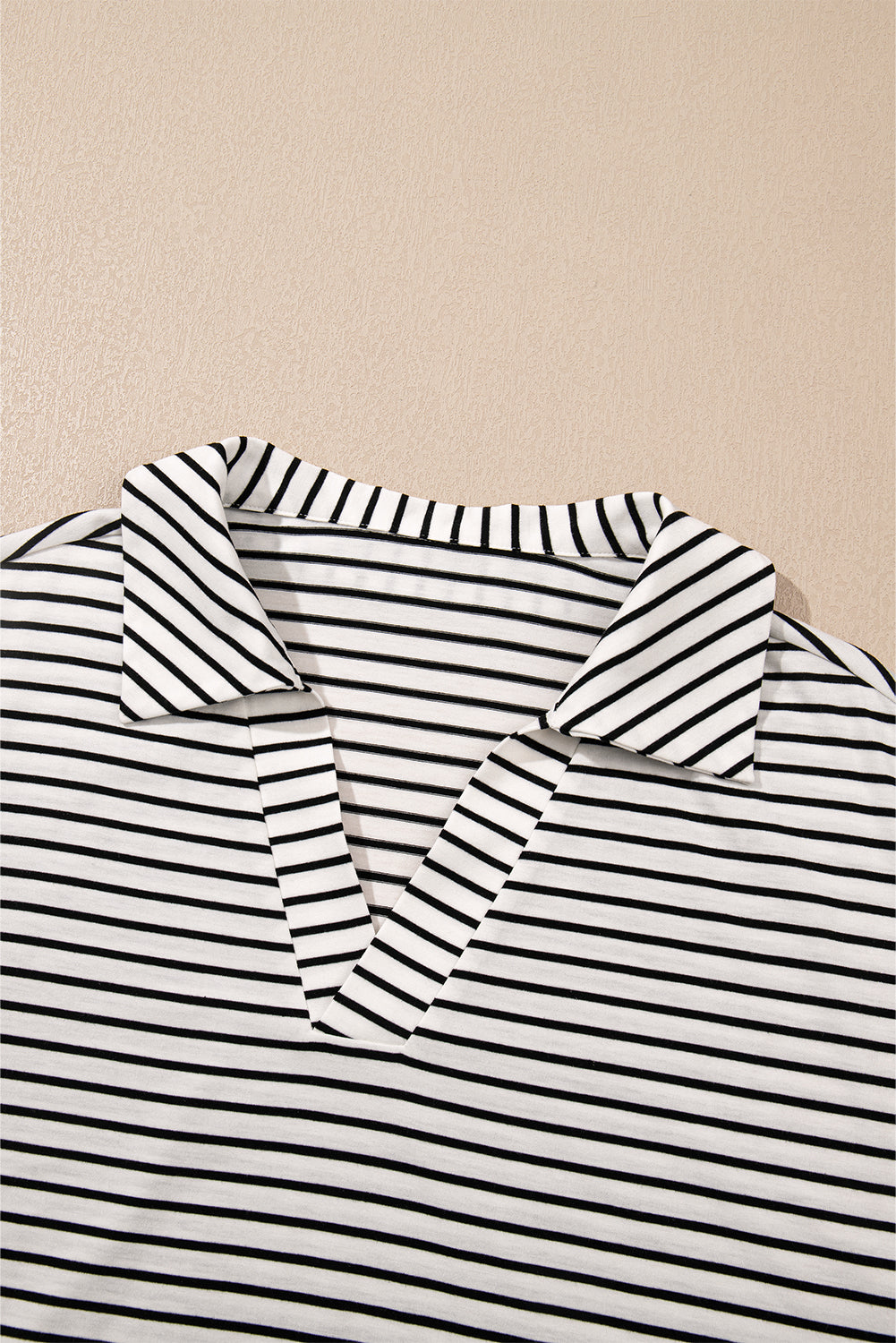 Stripe Collared V-Neck Tee & Shorts Set