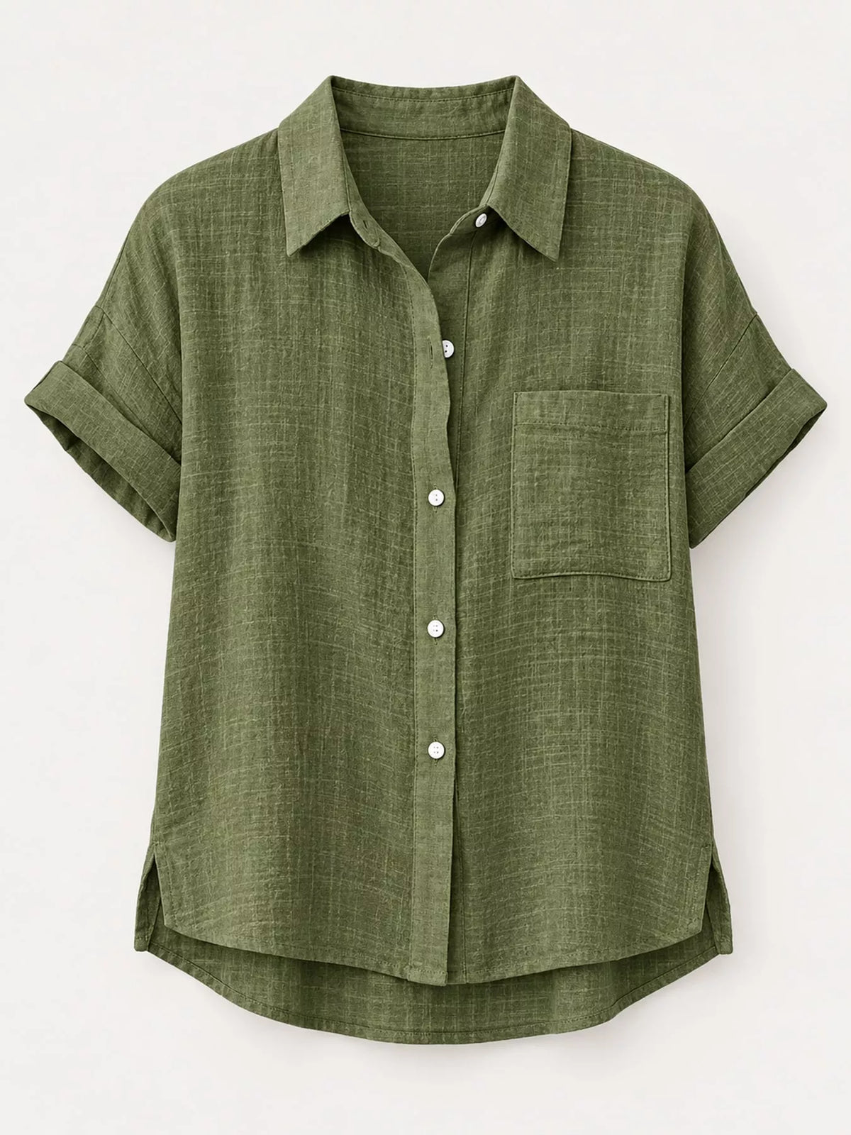 Full Size Button Up Short Sleeve Shirt Plus Size