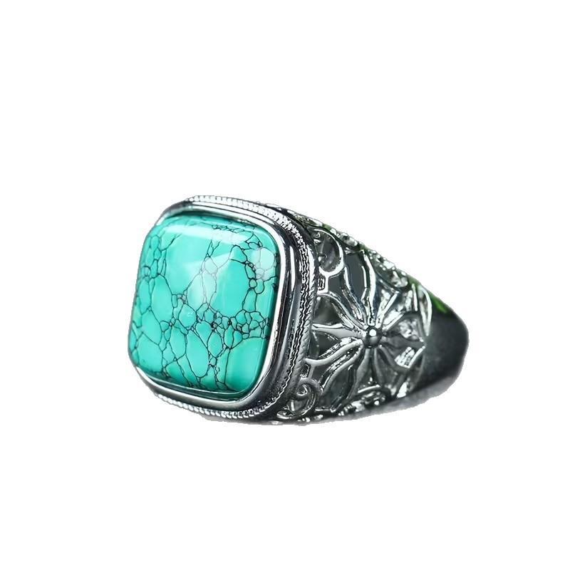 Natural Raw High-Porcelain Turquoise Ring