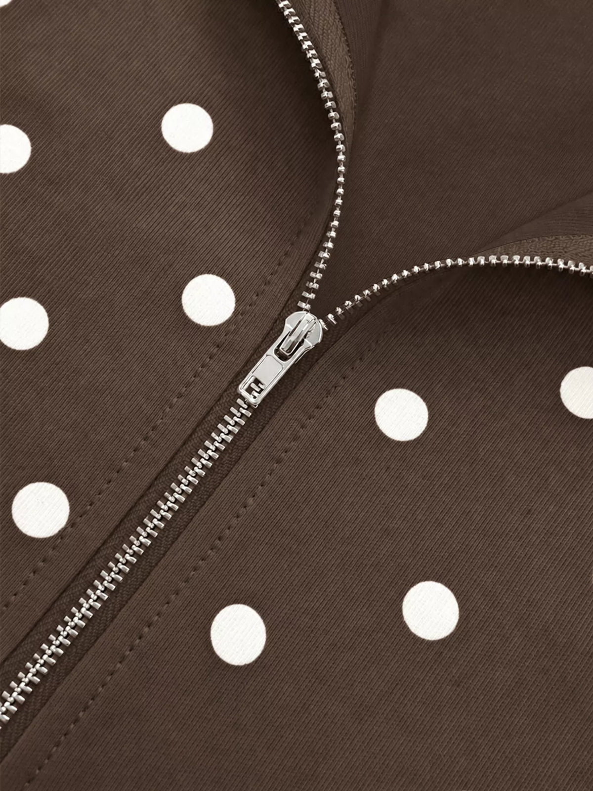 Polka Dot Half Zip Cropped Sweatshirt