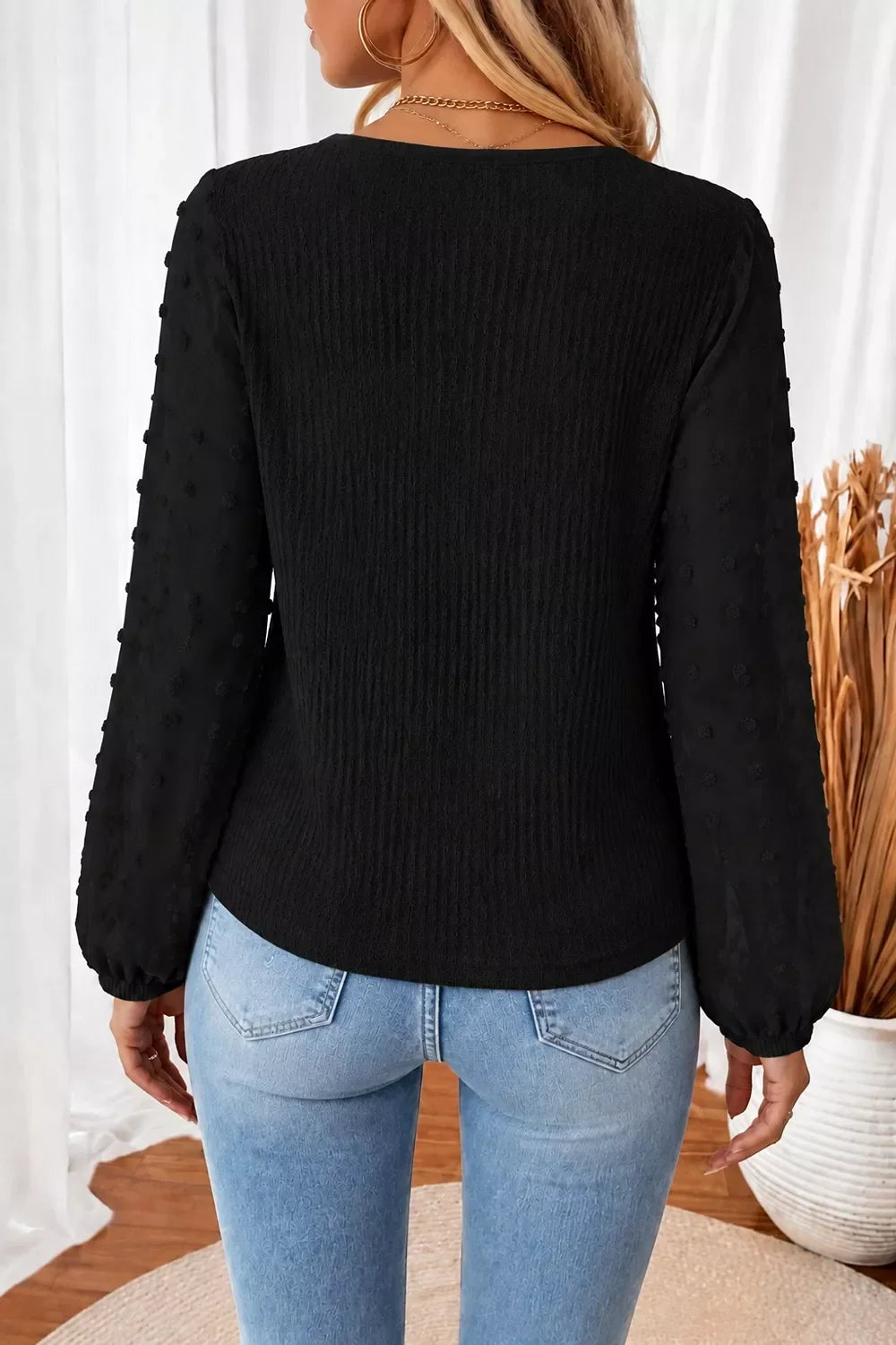 Swiss Dot Long Sleeve Button-Down Shirt