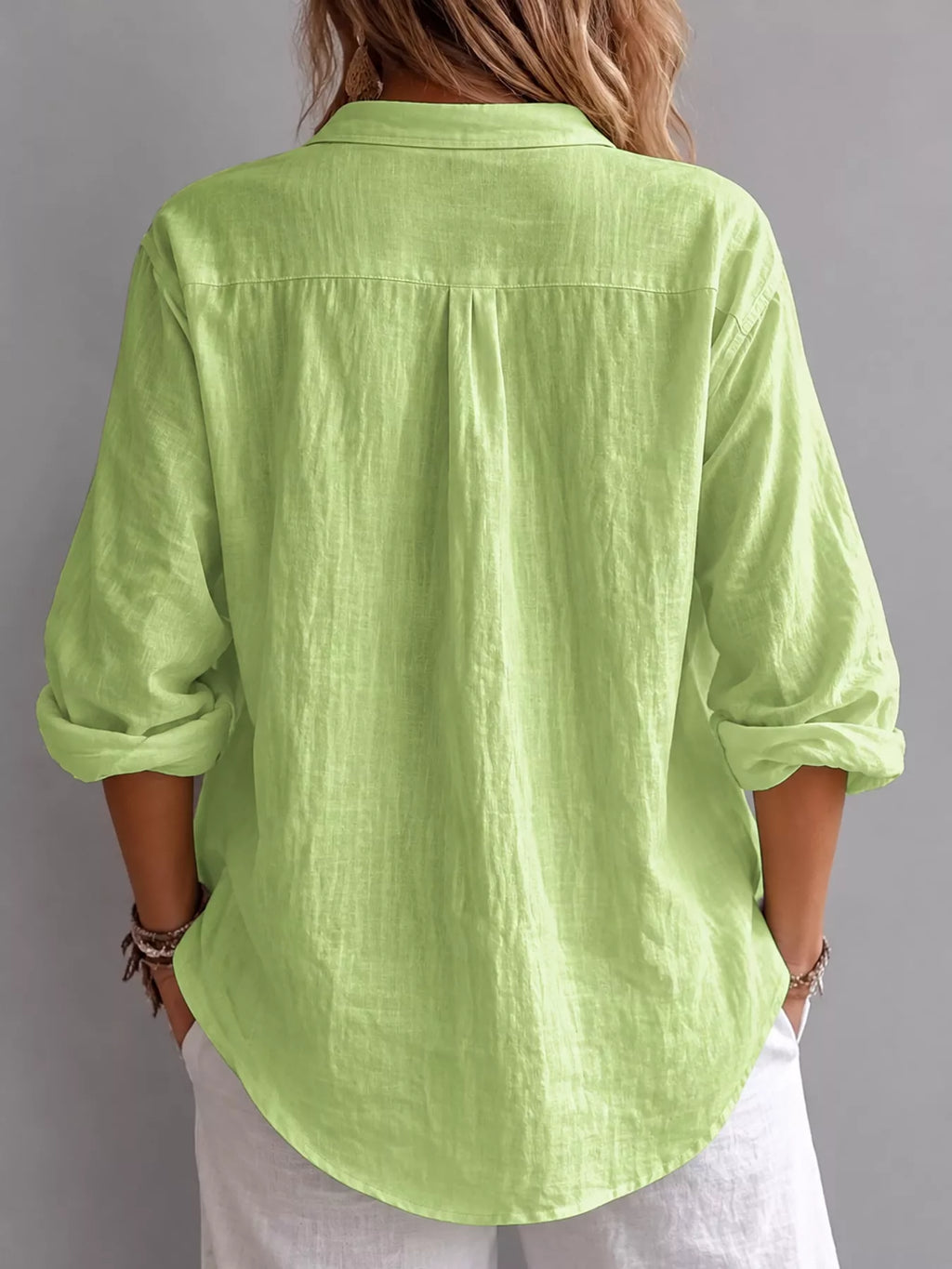 Collared Neck Long Sleeve Blouse