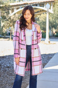 Plaid Button-Up Lapel Collar Coat