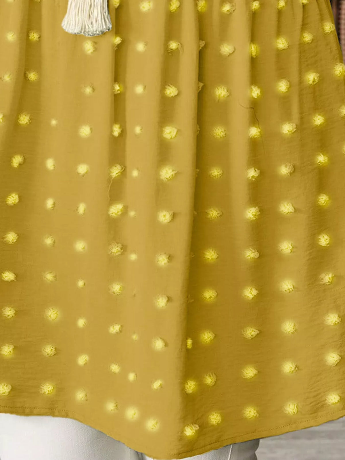 Plus Size Swiss Dot V-Neck Casual Blouse