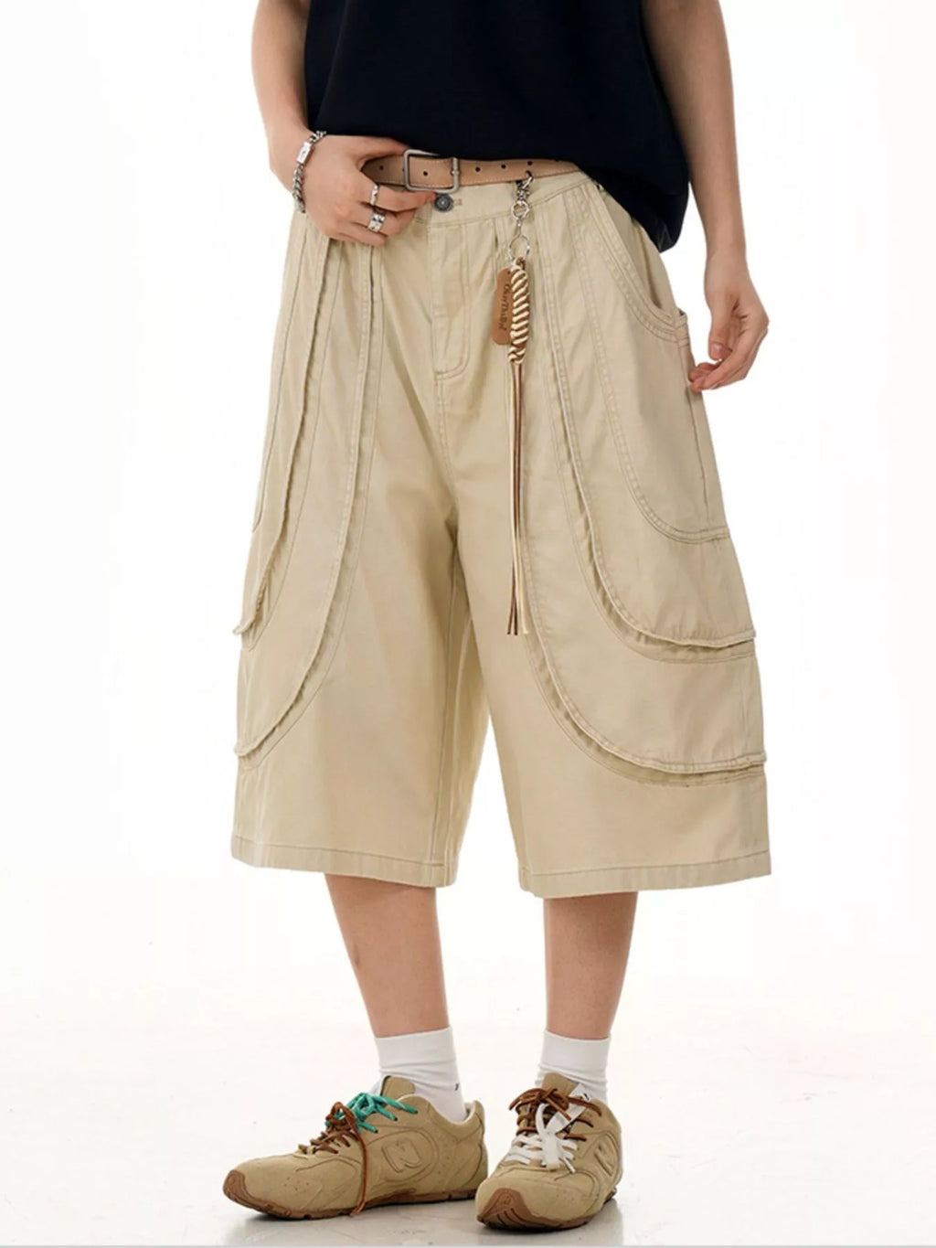 Men's Loose Fit Wide Leg Cargo Capris