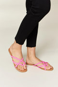 Crisscross Strap PU Leather Flat Thong Sandals