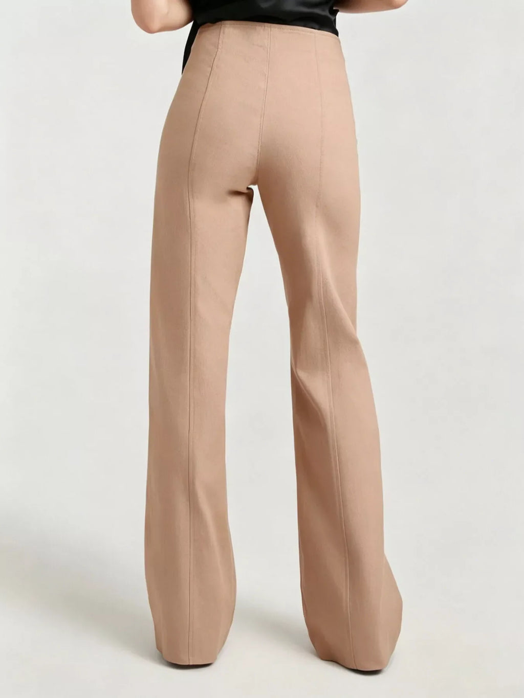 High-Waisted Wide-Leg Front Zip Pants