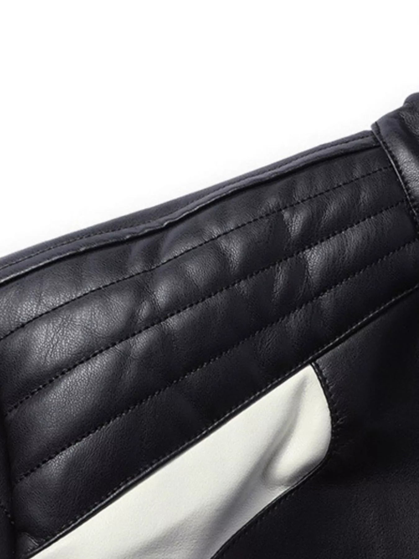 Men's Full Size Color Block Motorcycle Leather Jacket Plus Size