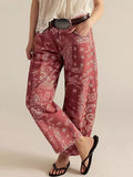 Printed Wide-Leg Jeans