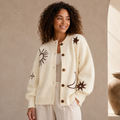 Cream Celestial Embroidered Cardigan