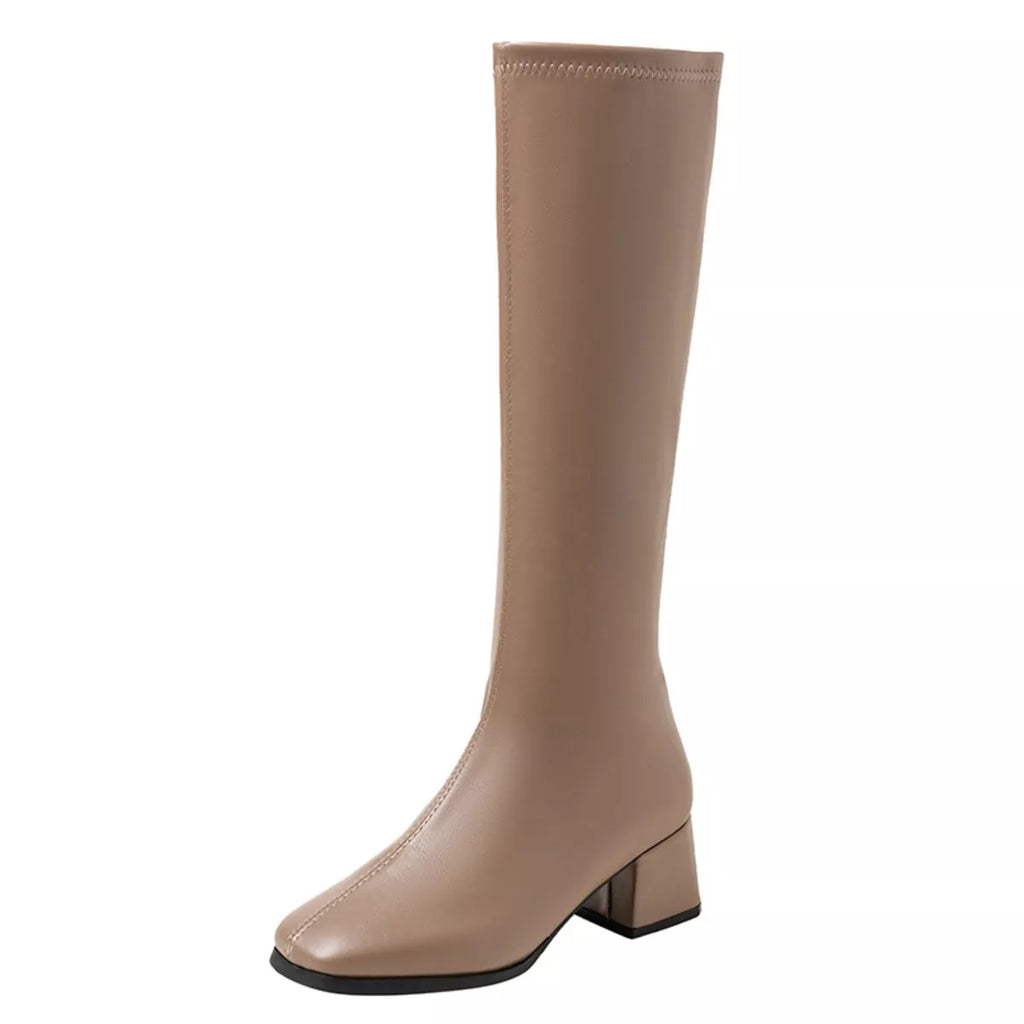 Square Toe Block Heels Boots