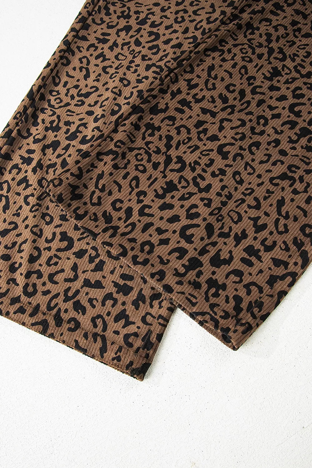 Leopard Print Elastic High Waist Loose Corduroy Pants