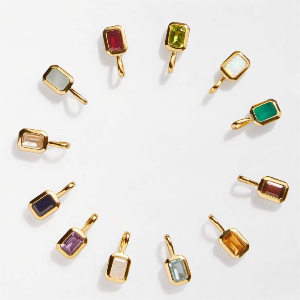 18K gold birthstone with letter design elegant necklace