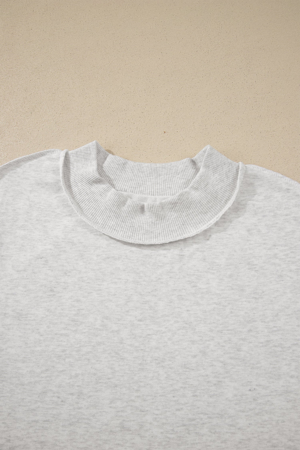 Light Grey Exposed Seam Detail Mock Neck Tee