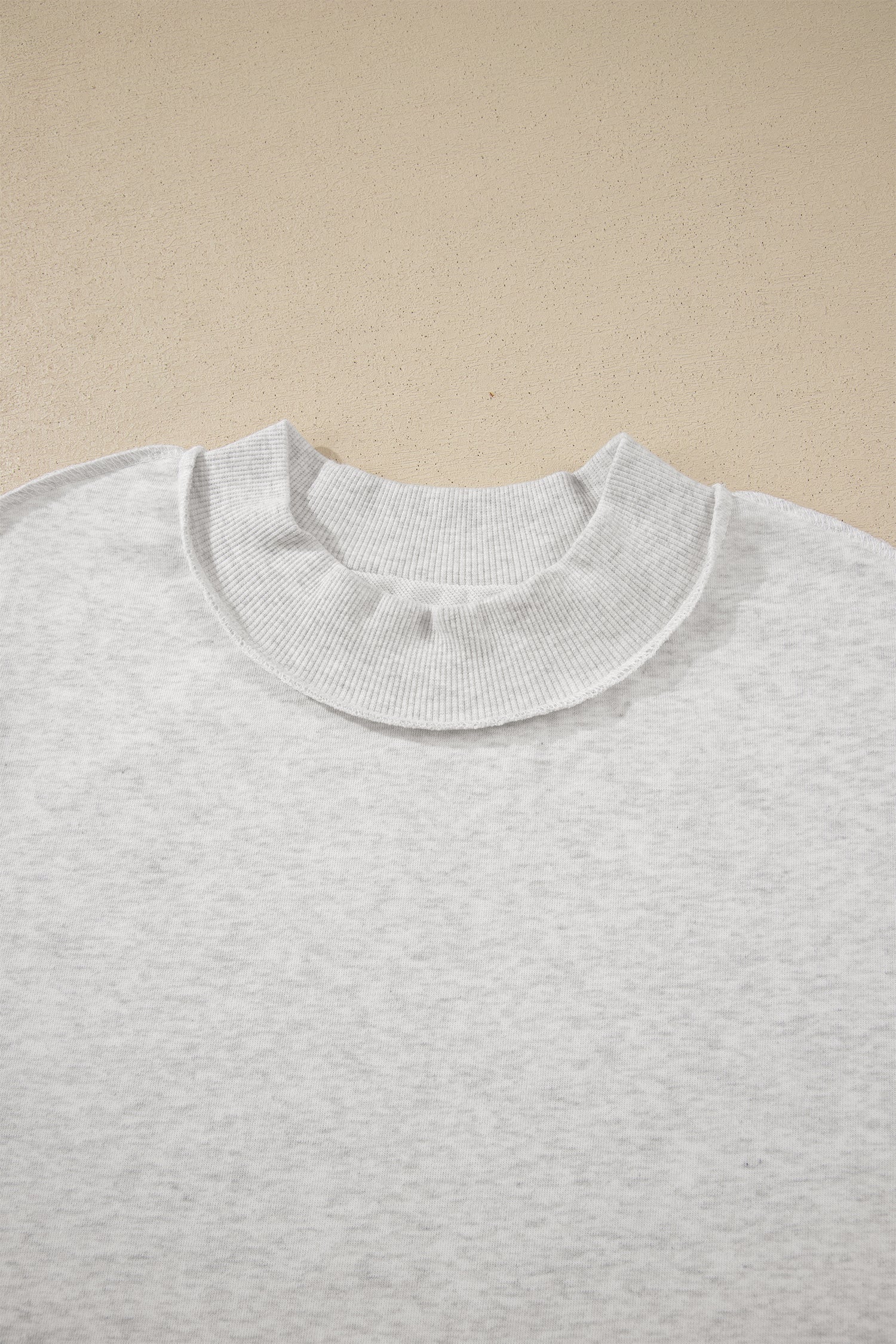 Light Grey Exposed Seam Detail Mock Neck Tee