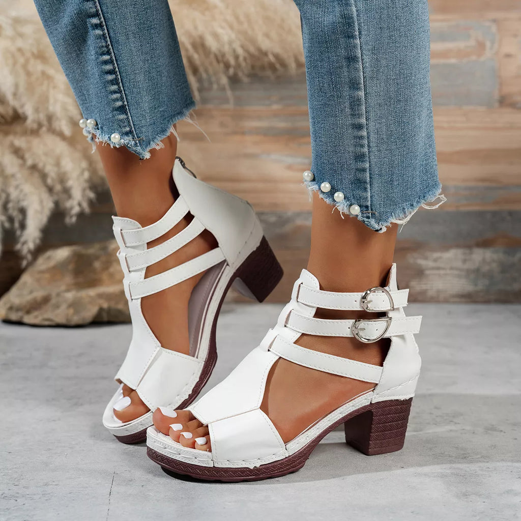 Peep Toe Block Heels Sandals