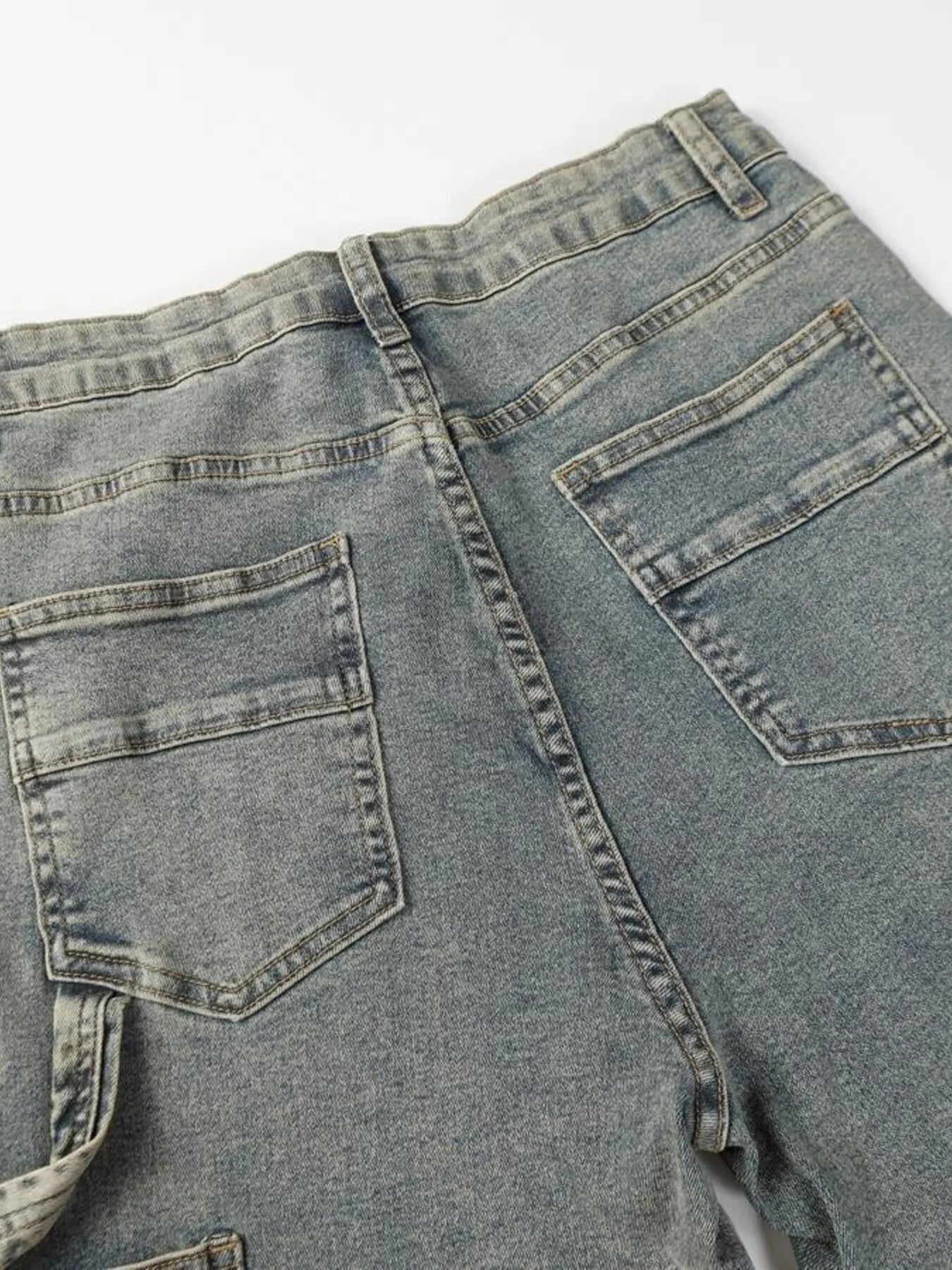 Men's High Waist Straight Leg Cargo Jeans