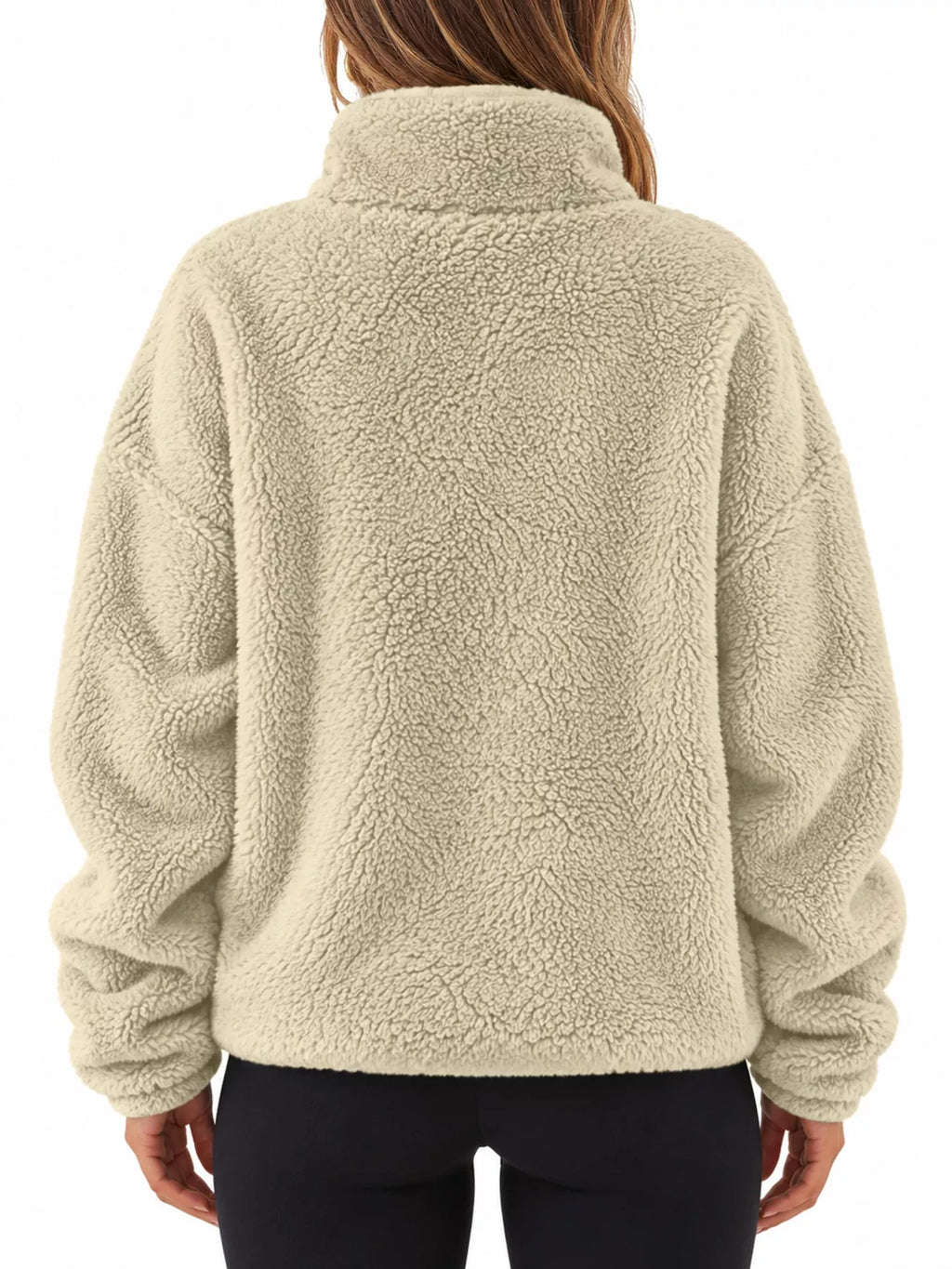 Full Size Sherpa Quarter-Zip Turtleneck Sweatshirt Plus Size