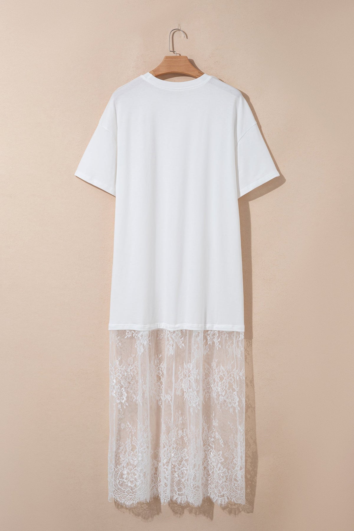 Solid Lace Patchwork Short Sleeve Maxi Dress