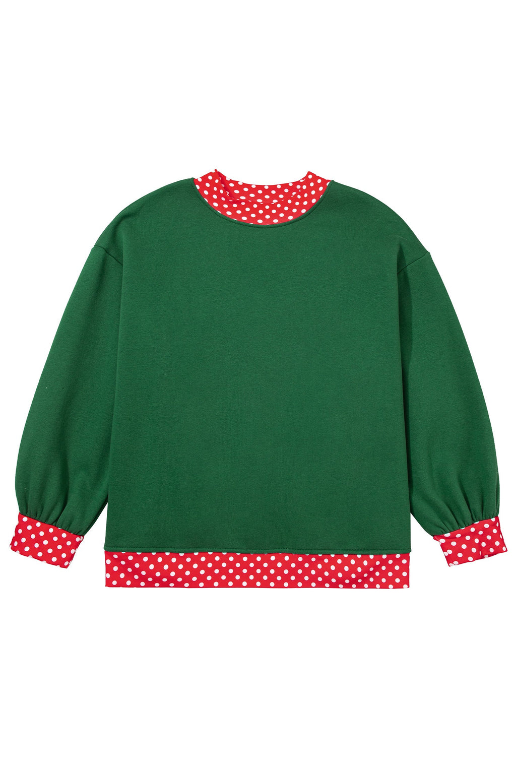 Orange Polka Dot Patchwork Round Neck Plus Size Sweatshirt