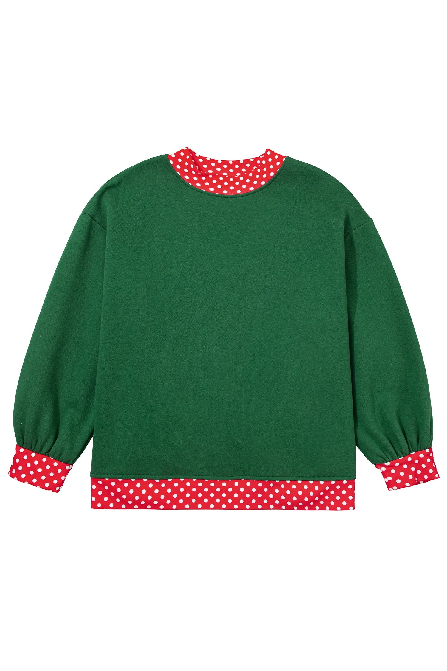 Orange Polka Dot Patchwork Round Neck Plus Size Sweatshirt