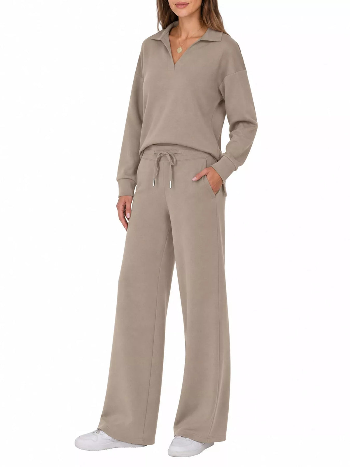 Dropped Shoulder Top and Pants Set