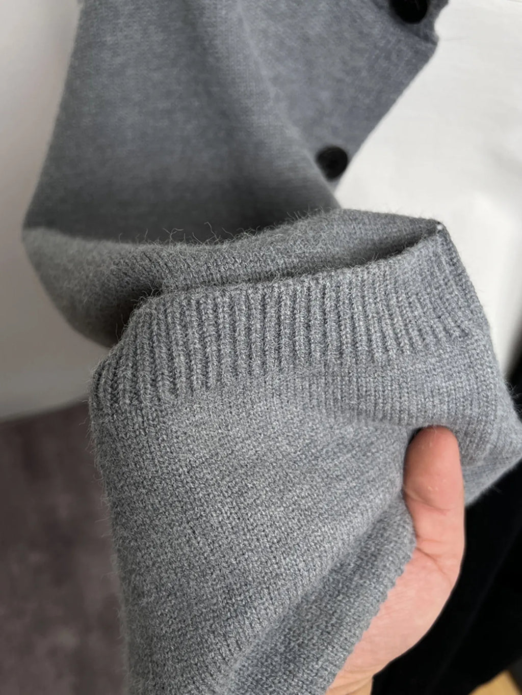 Men's Plus Size Button-Front Ribbed Knit Cardigan