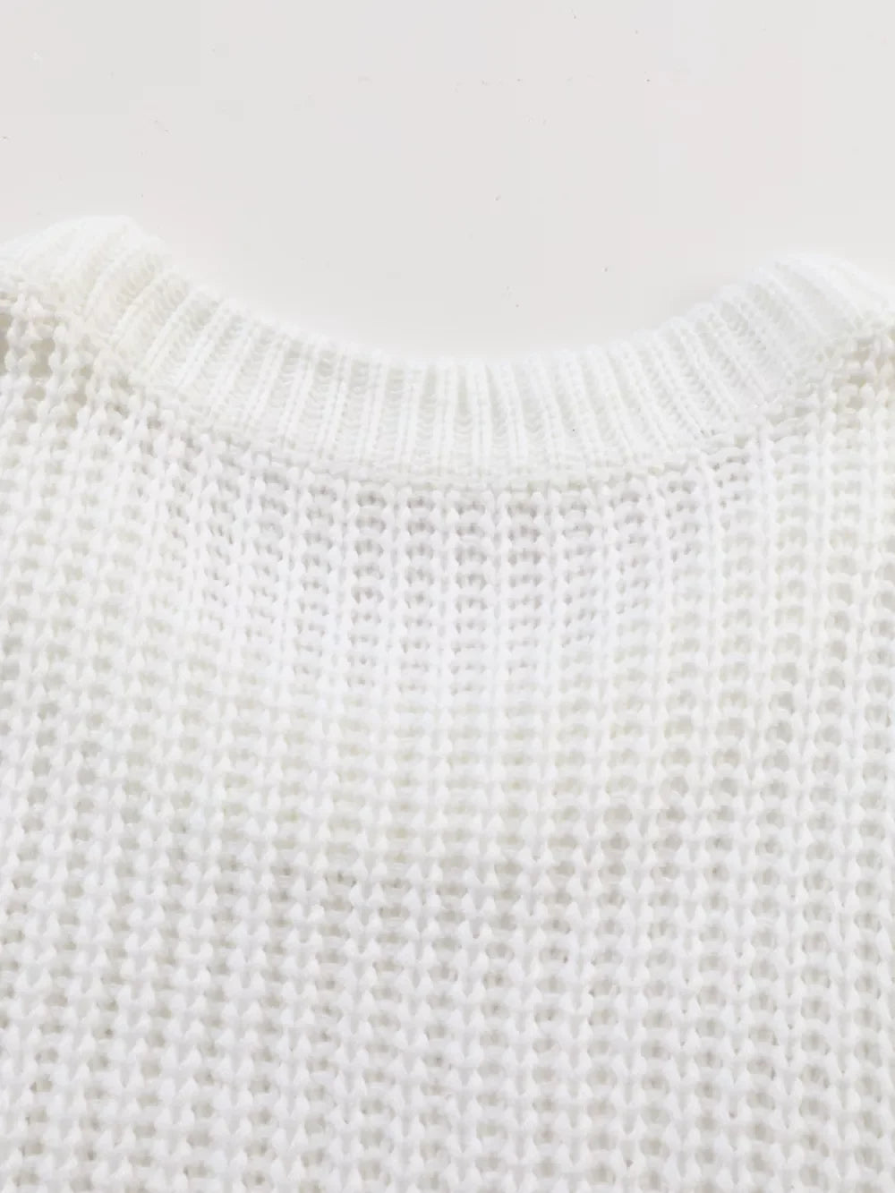 Ribbed Knit Round Neck Slouchy Chunky Sweater