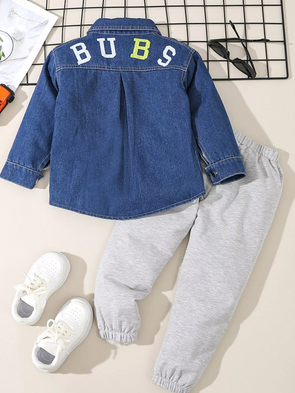Children's Denim Shirt and Drawstring Joggers Set