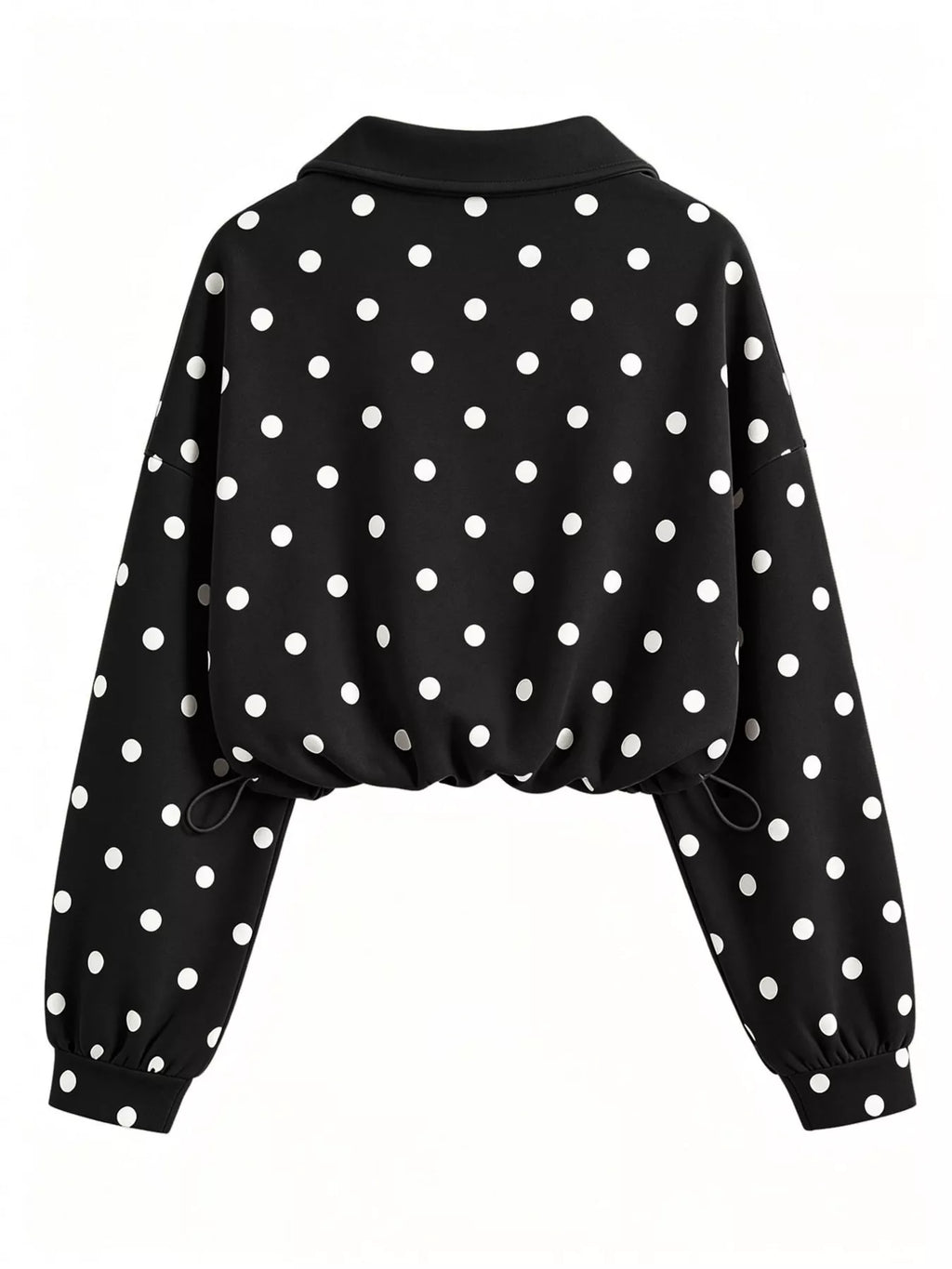 Polka Dot Half Zip Cropped Sweatshirt