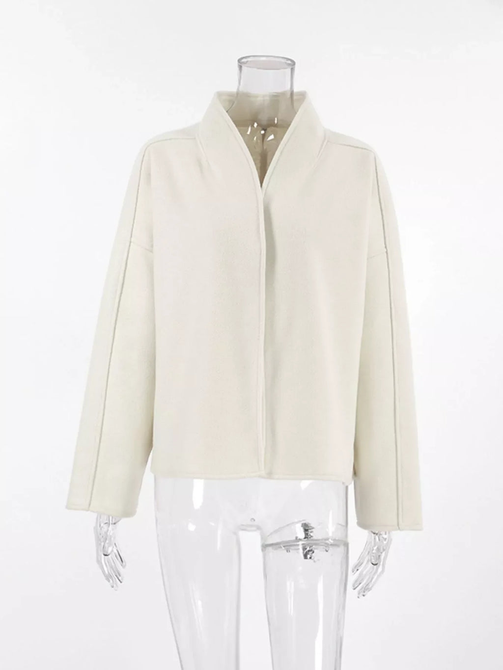 Elegant Stand Collar Open Front Outerwear