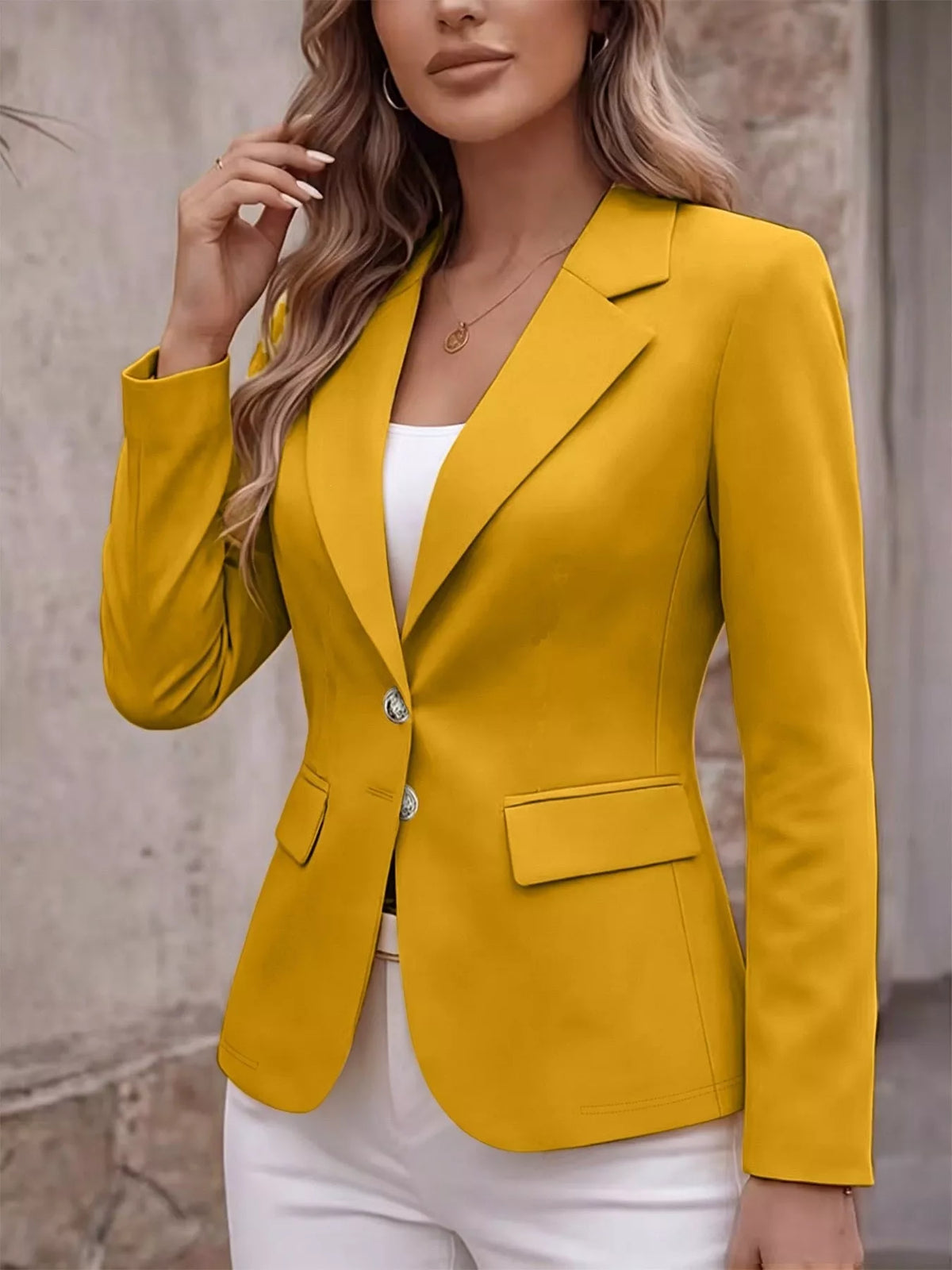 Full Size Lapel Collar Long Sleeve Blazer Plus Size