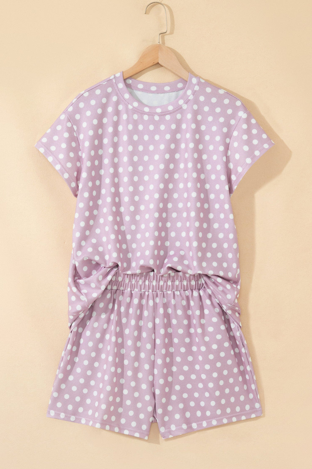 Purple Polka Dot Print Short Set