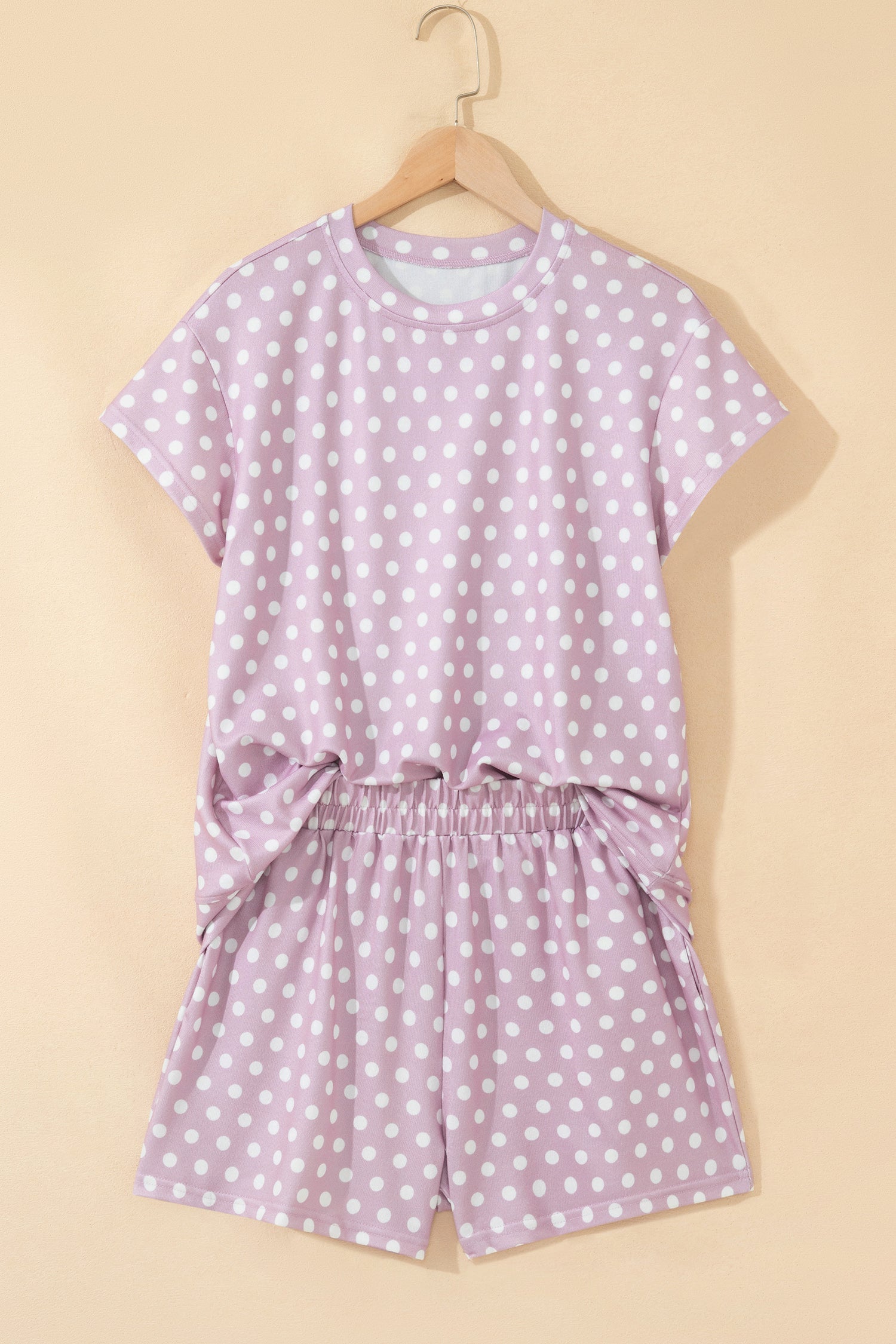 Purple Polka Dot Print Short Set