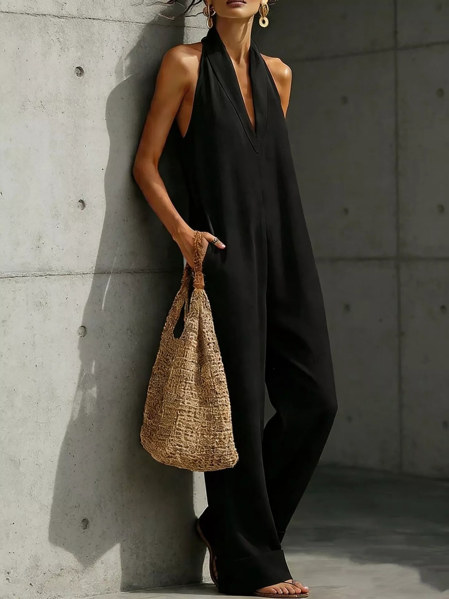Halter Neck Wide-Leg Jumpsuit