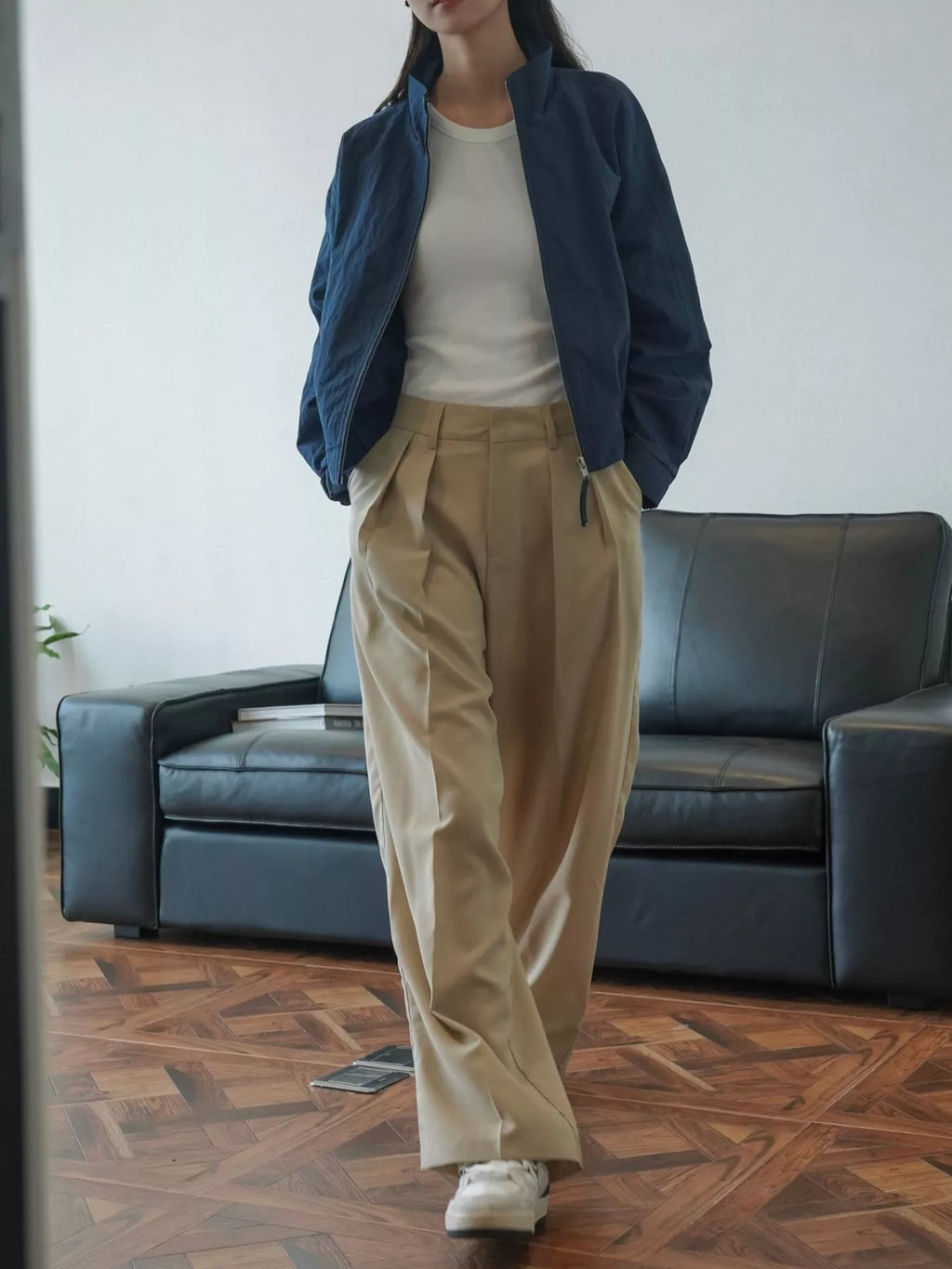 High-Waisted Pleated Wide-Leg Pants