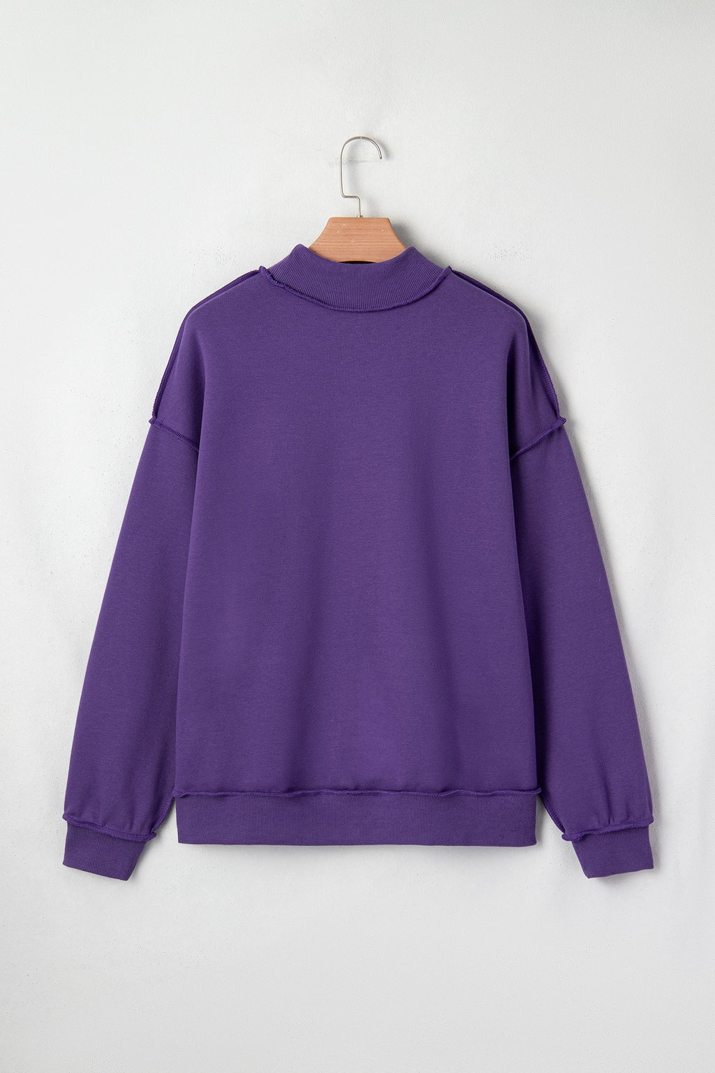 Tillandsia Purple Oversize Drop Shoulder Reversible Mock Neck Sweatshirt