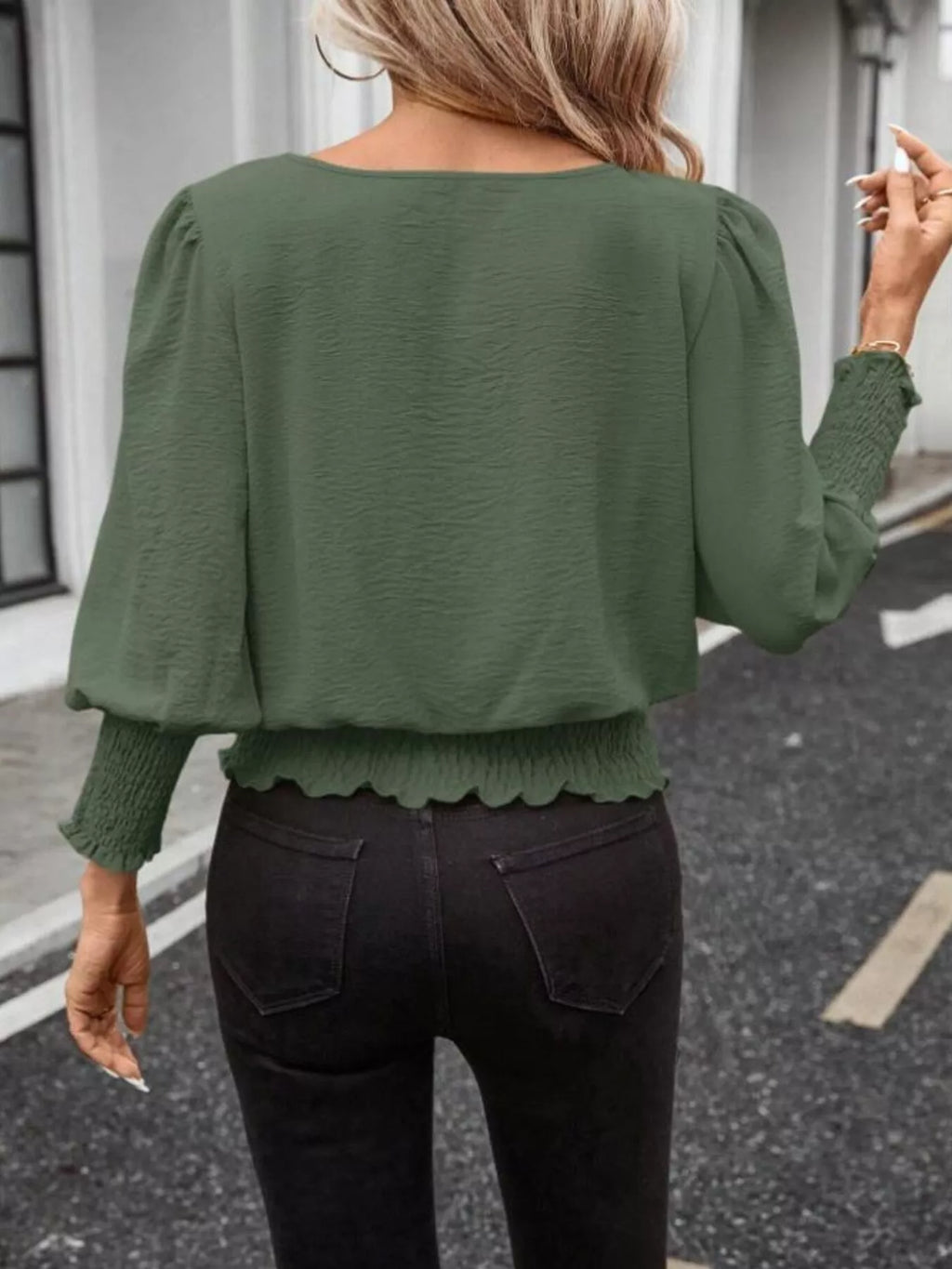 Puff Sleeve Smocked Blouse