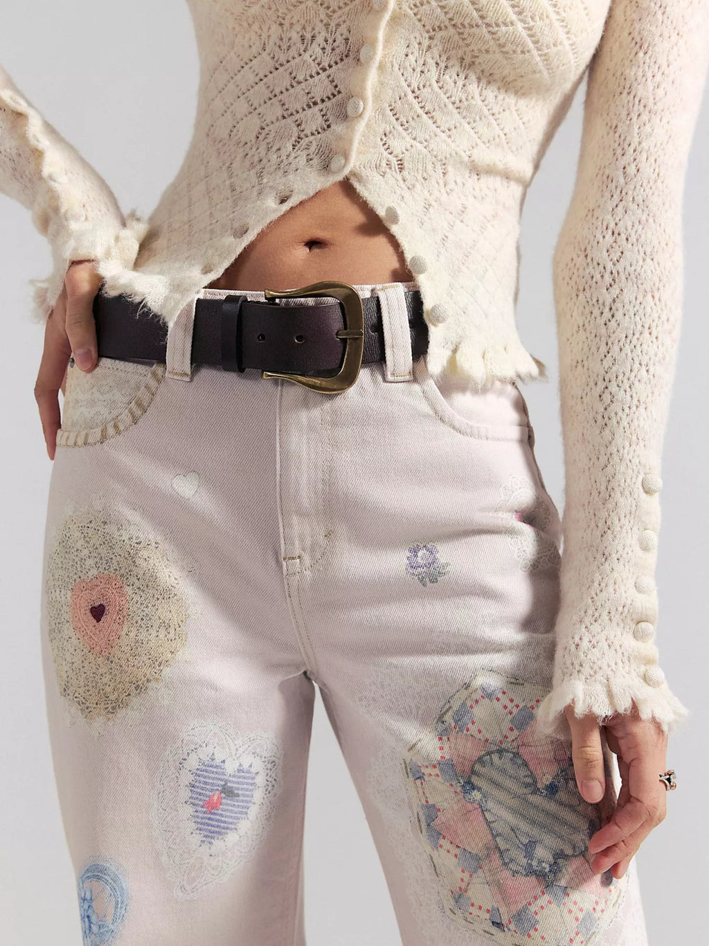 Printed Wide Leg Jeans