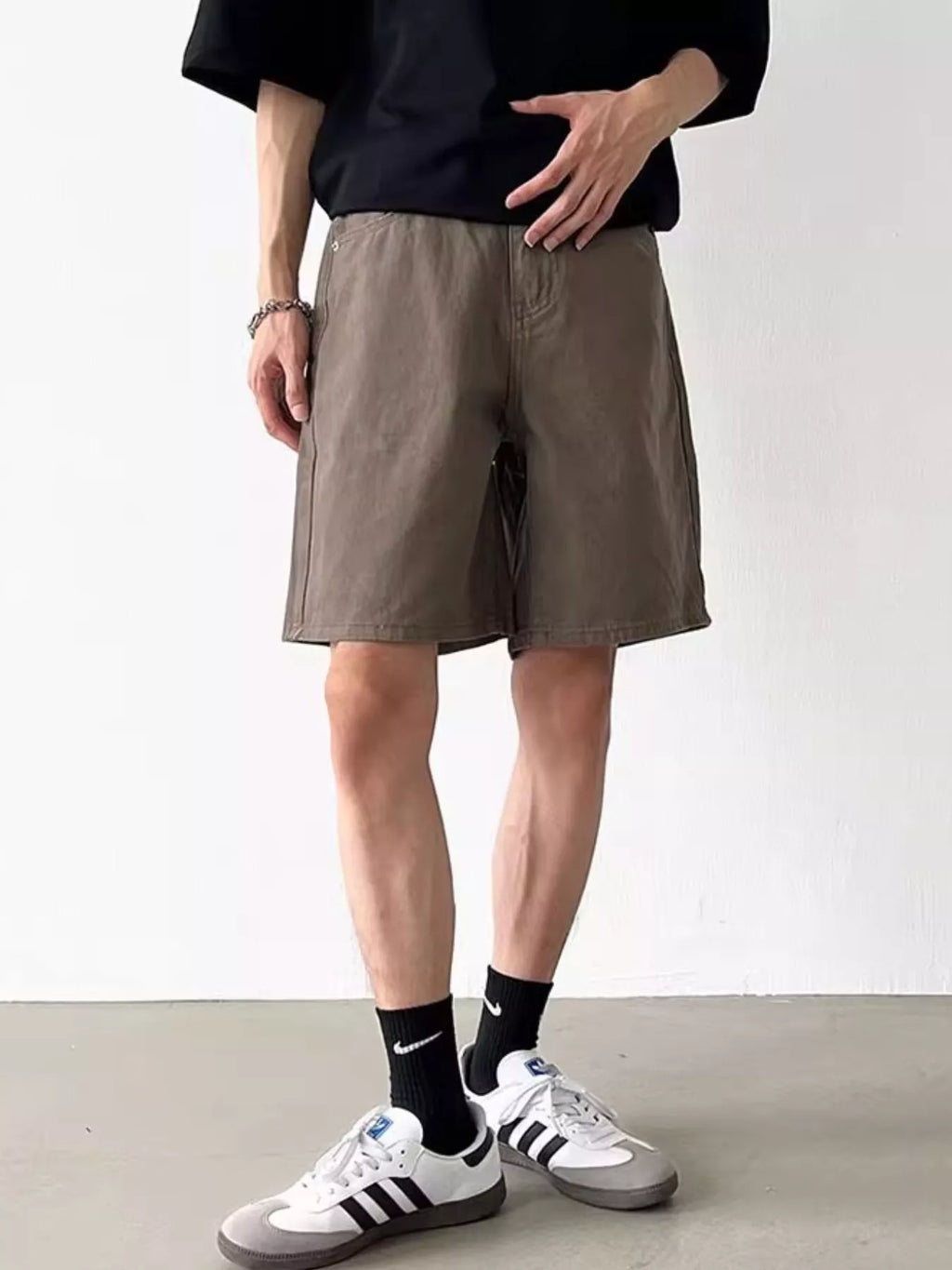 Men's Full Size Back Elastic Waistband Shorts Plus Size