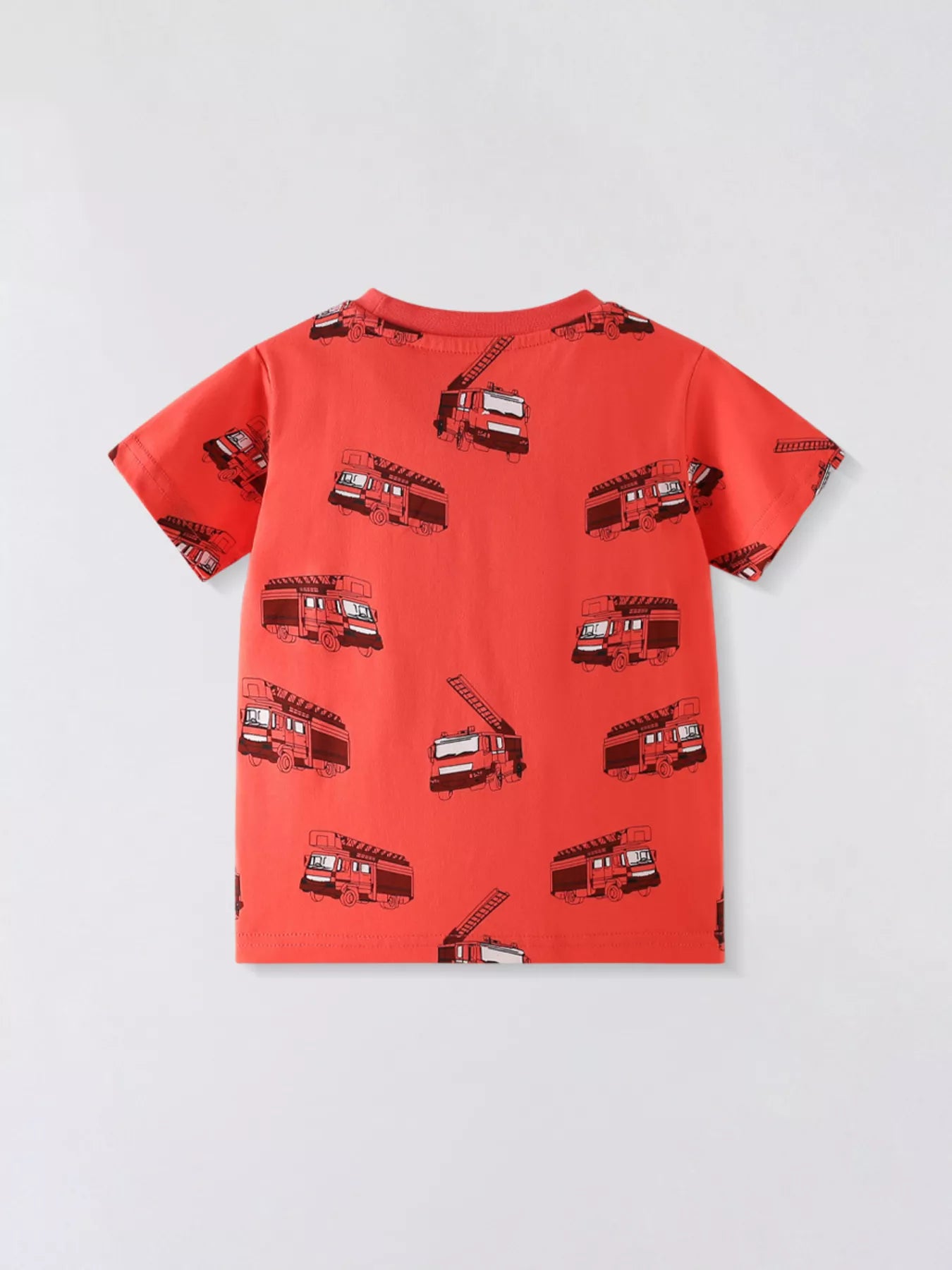 Children's Truck Print Crew Neck Short Sleeve T-Shirt