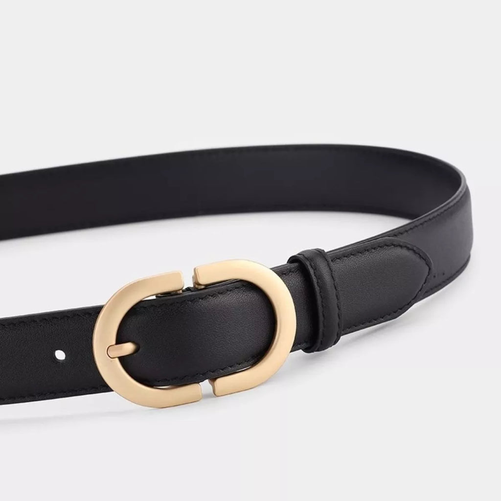 Gold Buckle Leather Belt
