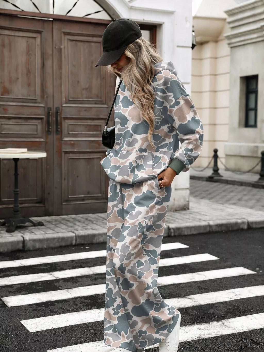 Printed Long Sleeve Hoodie and Pants Set