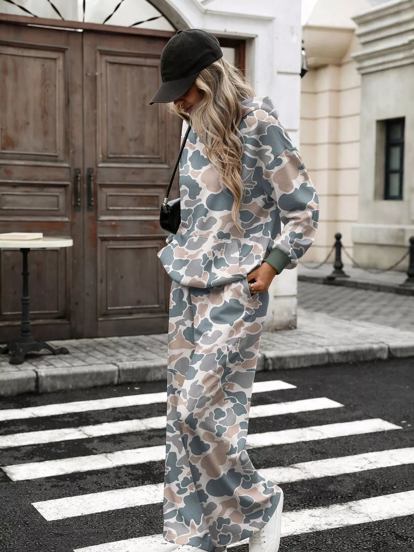 Printed Long Sleeve Hoodie and Pants Set