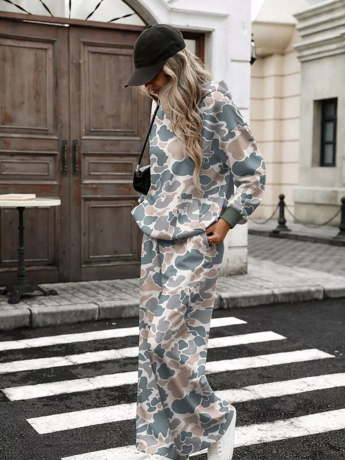Printed Long Sleeve Hoodie and Pants Set