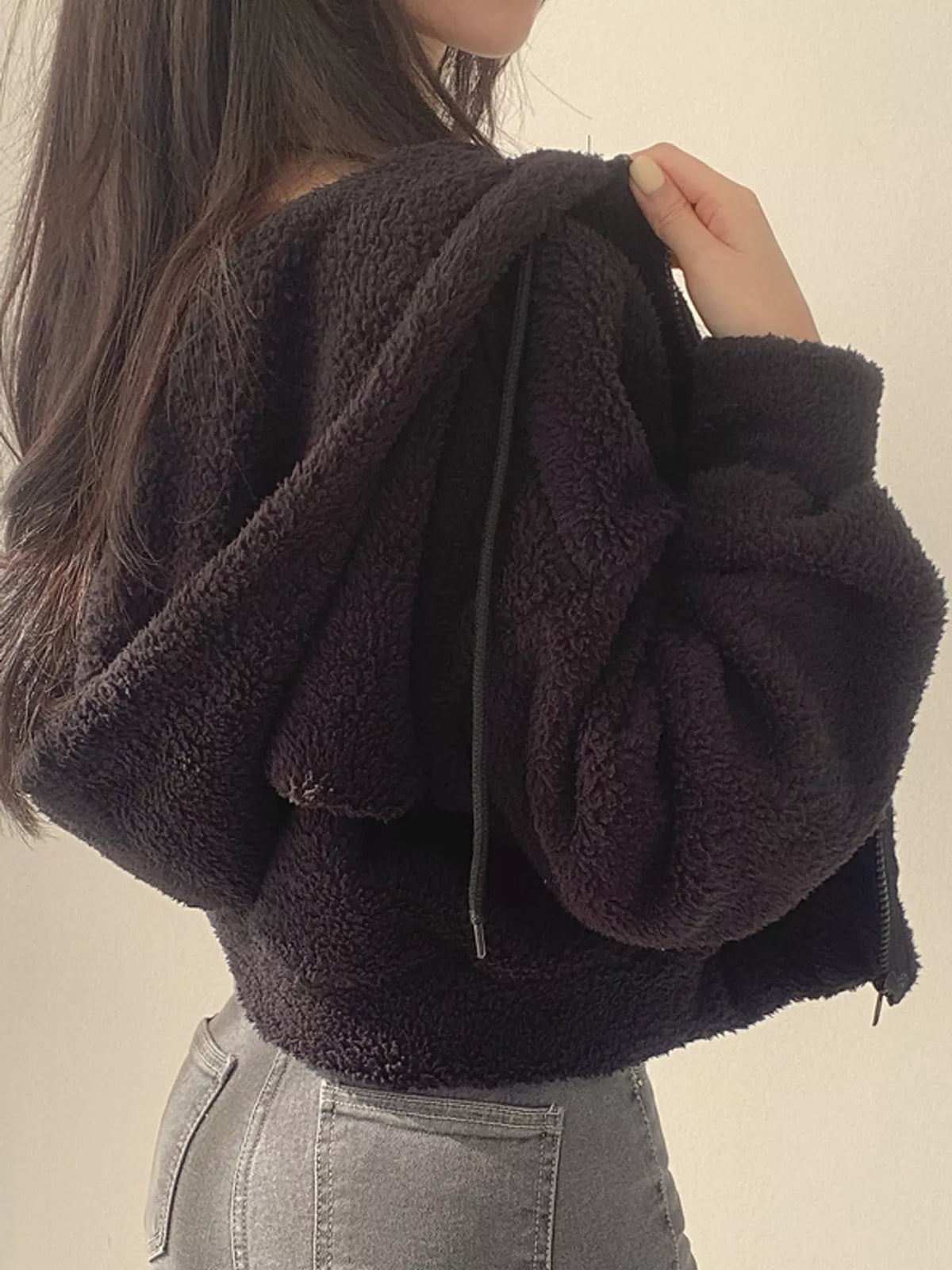 Oversized Sherpa Zip-Up Hoodie